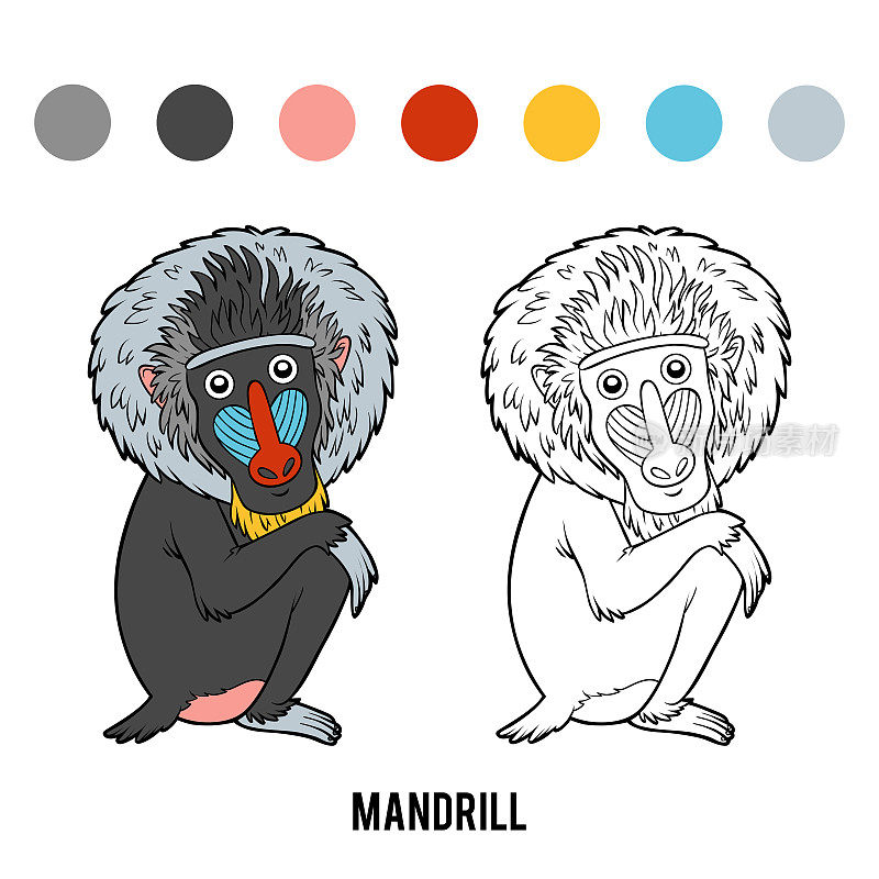 Coloring book, Mandrill